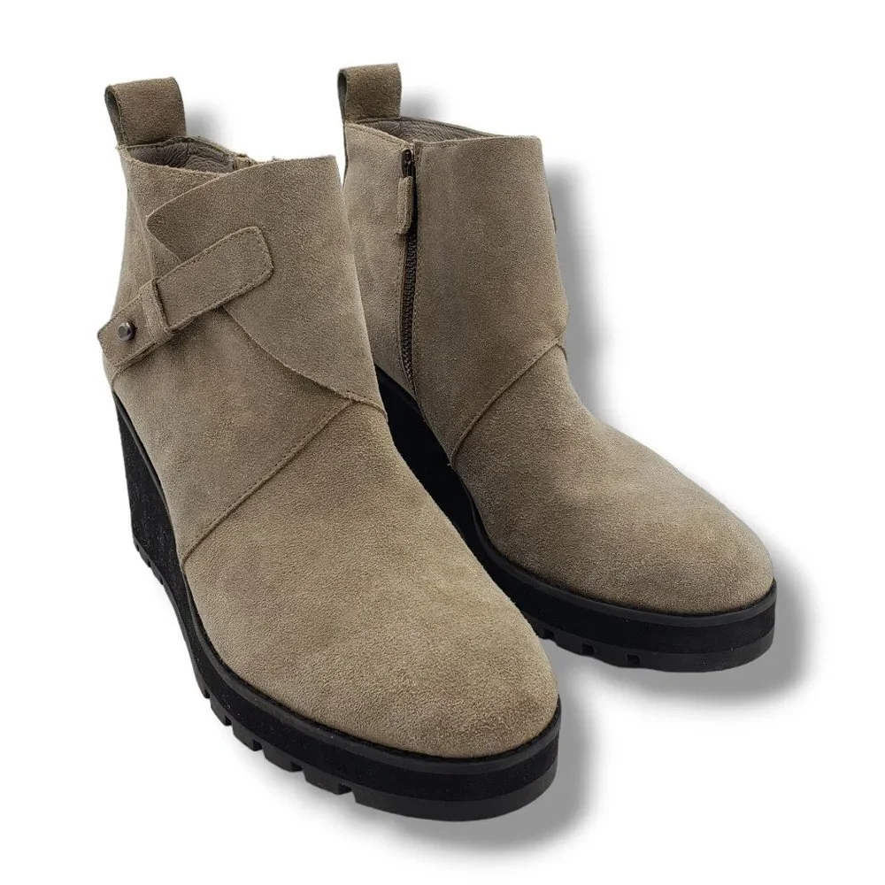 Eileen‎ Fisher Tinker Wedge Bootie Womens 11 Grey Suede